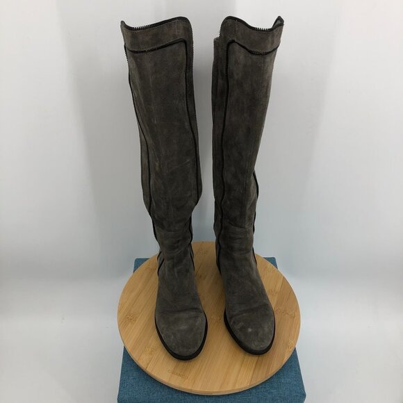 Karl lagerfeld Mimi riding boots genuine suede in Ash grey  / taupe size 6.5 - Picture 12 of 16